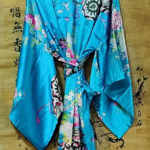Kimono yukata mi long bleu